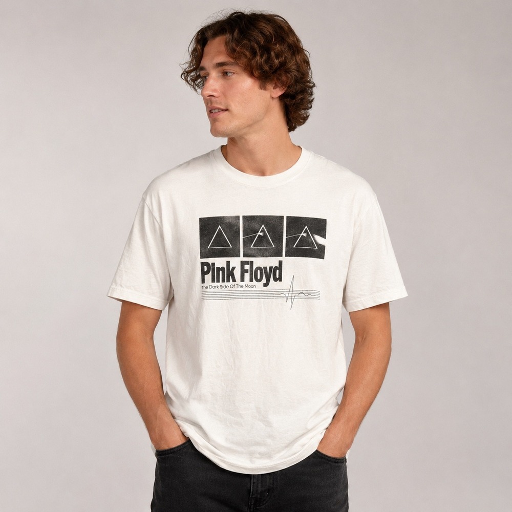 Lucky Brand Pink Floyd T-Shirt Mens XL White Dark Side Of The Moon Graphic Tee